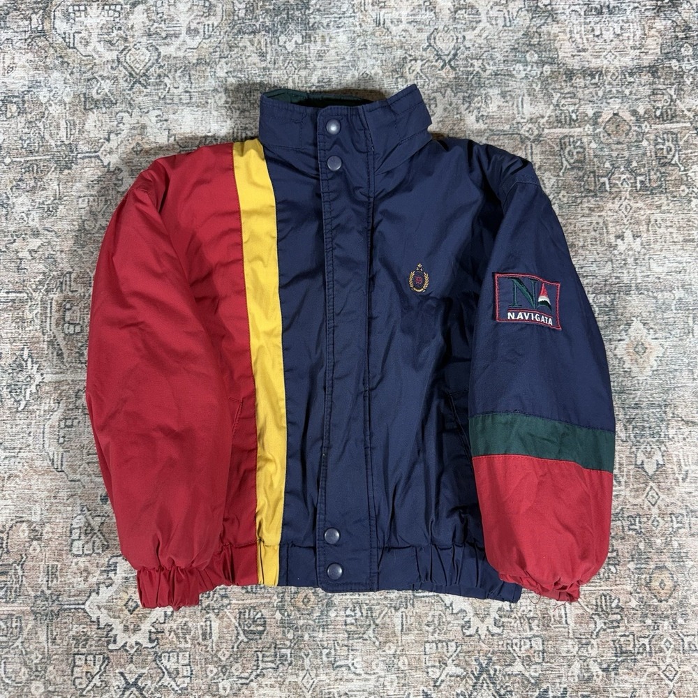 vintage 90s bugle boy kids puffer jacket size XL toddler blue/red